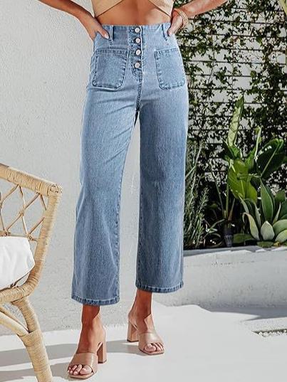 Vintage Women Crop Micro-Flared Jeans