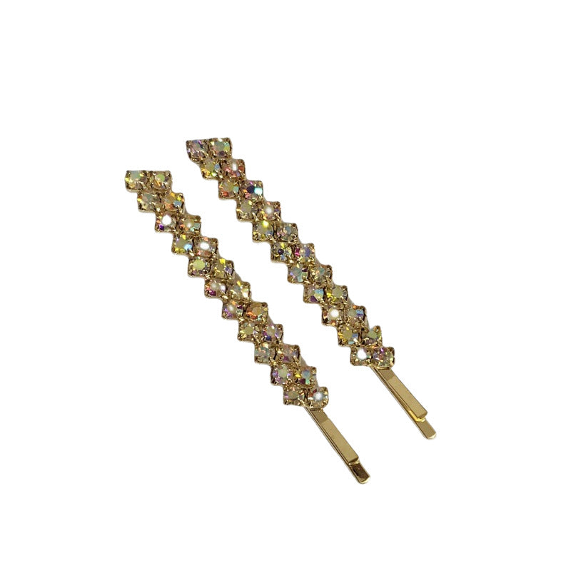 Women Fashion Simple Rhinestone Hairpin 2pieceSet