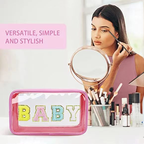 Bolsa de cosméticos con letras sencillas para mujer