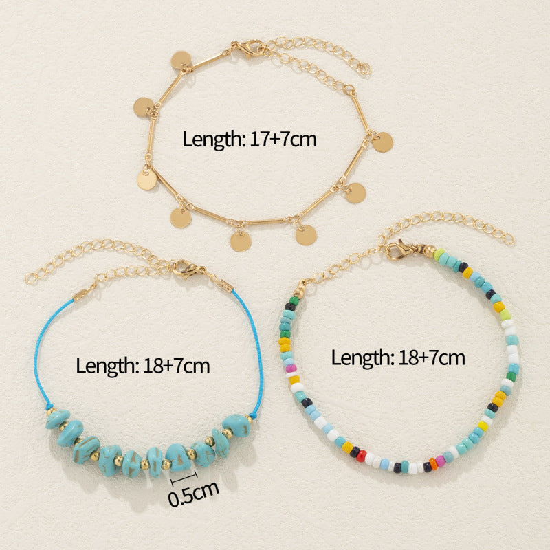 Bohemian Multicolor Rice Beads Turquoise Foot Jewelry