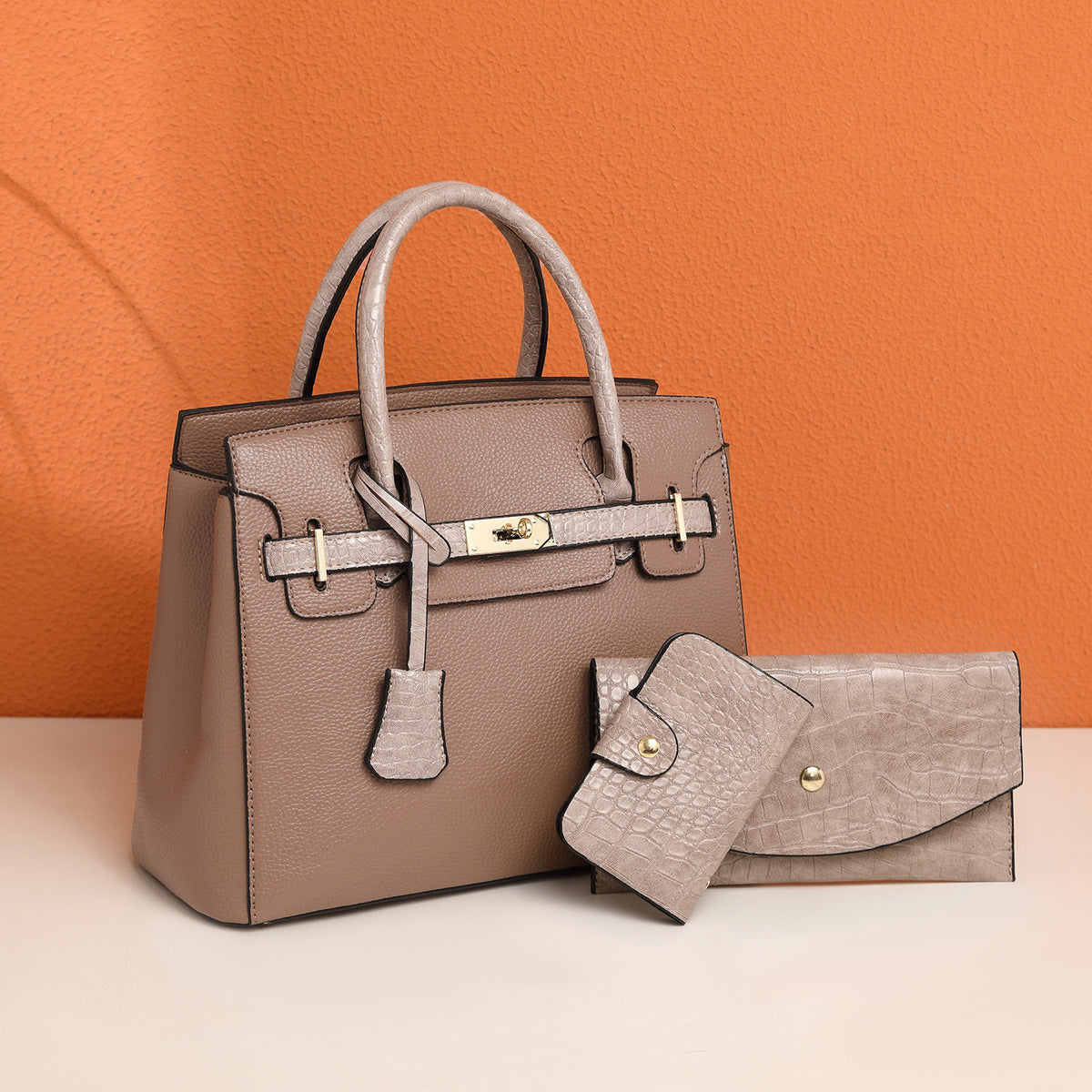 Ensemble de trois sacs à main tendance de grande capacité, couleur unie
