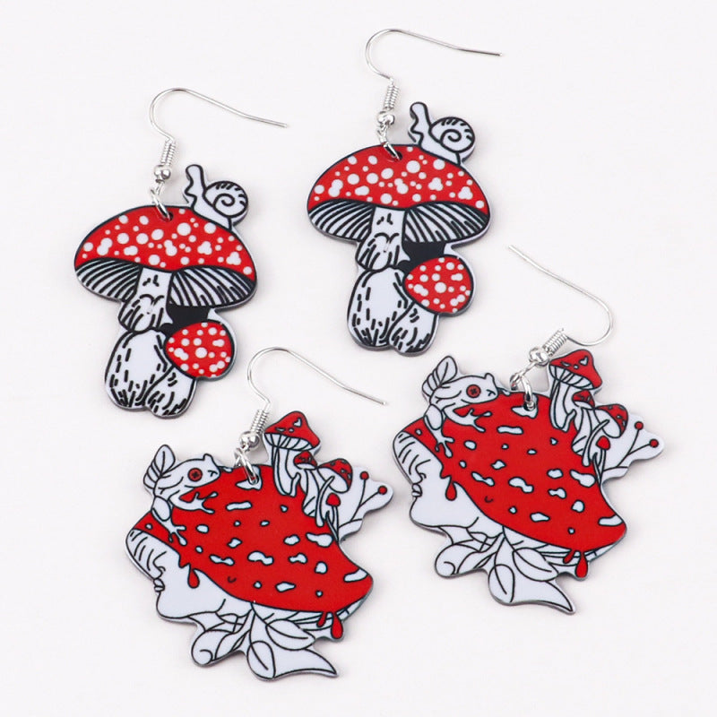 Pendientes de calavera exagerada y divertida de Halloween para mujer