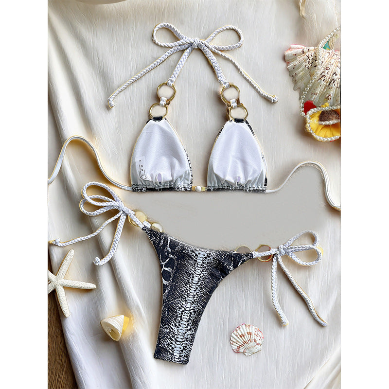 Bikini sexy con estampado de serpiente para mujer