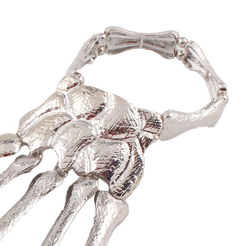 Pulsera de hueso de dedo con esqueleto exagerado estilo punk para mujer