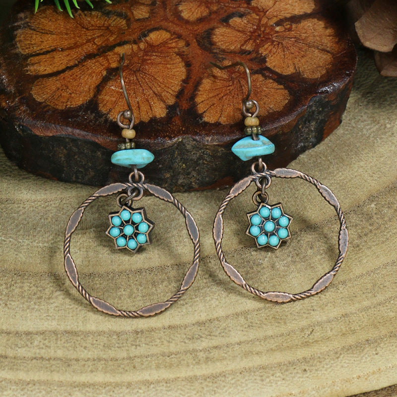 Boucles d'oreilles bohèmes à pampilles géométriques en forme de goutte d'eau