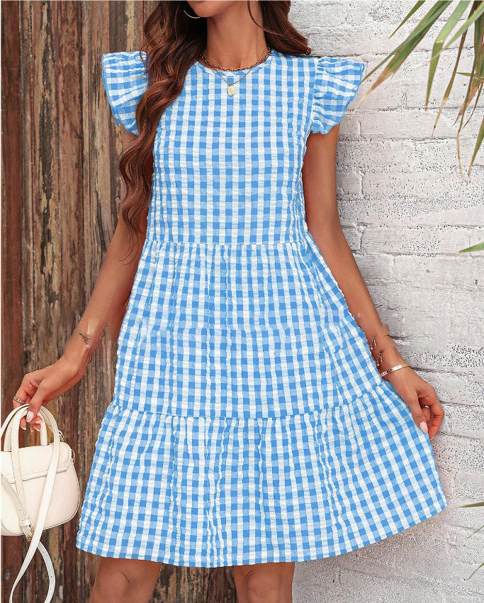 Women’s Fashion Casual Plaid Printed Sleeveless Dress