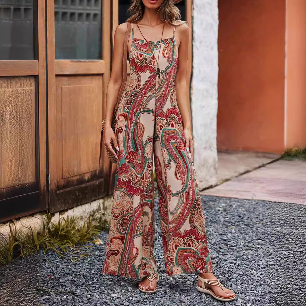 Combinaison camisole décontractée à imprimé floral pour femme