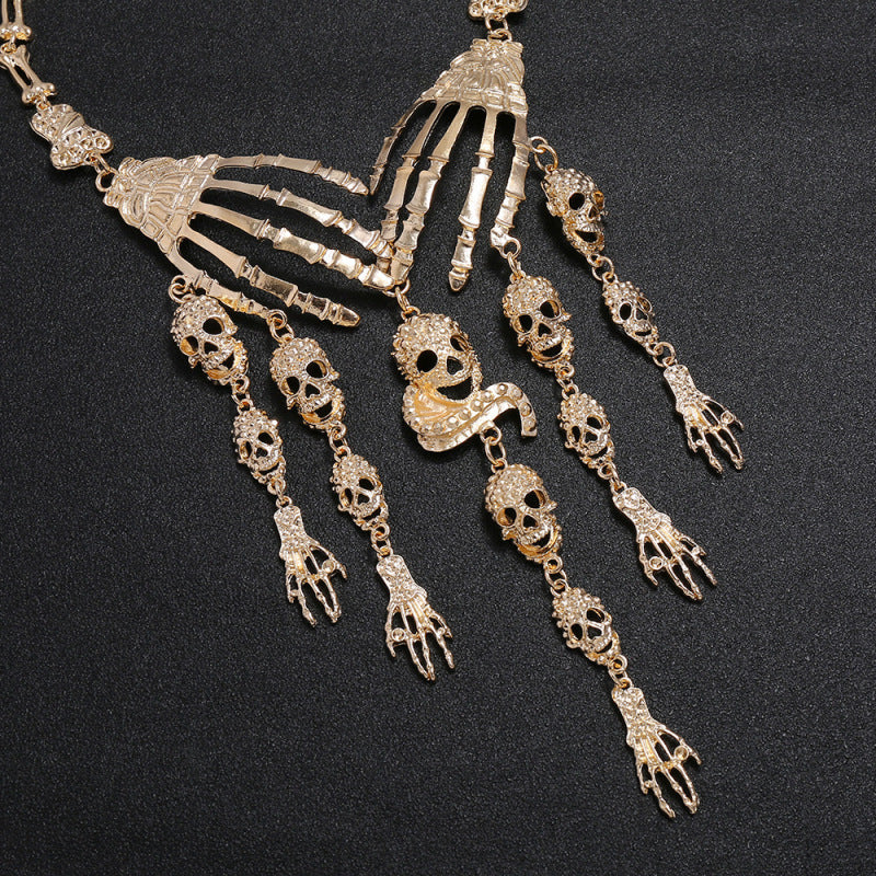 Collier fantôme d'Halloween exagéré punk rétro pour femme