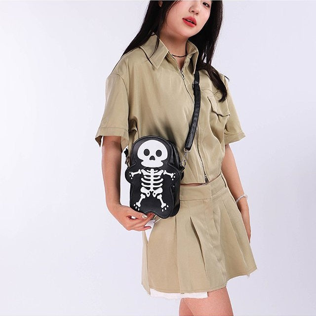 Bolso de hombro con estampado de calaveras, creativo y gótico de Halloween