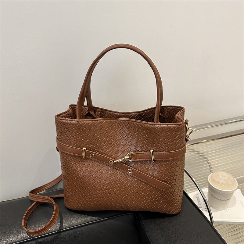 Bolso de mano de gran capacidad de color sólido de moda