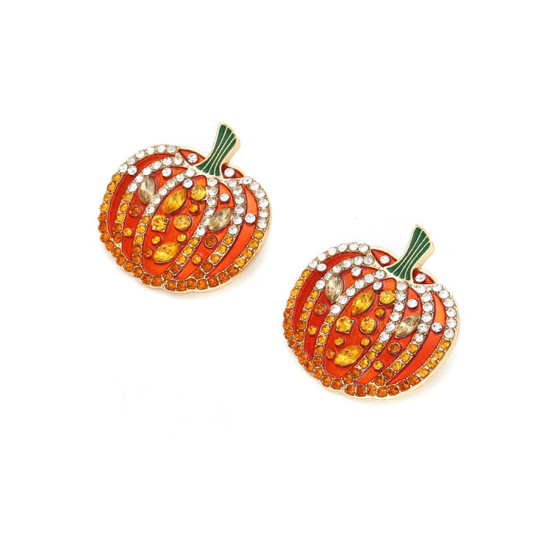 Pendientes de diamantes de colores exagerados para Halloween a la moda para mujer