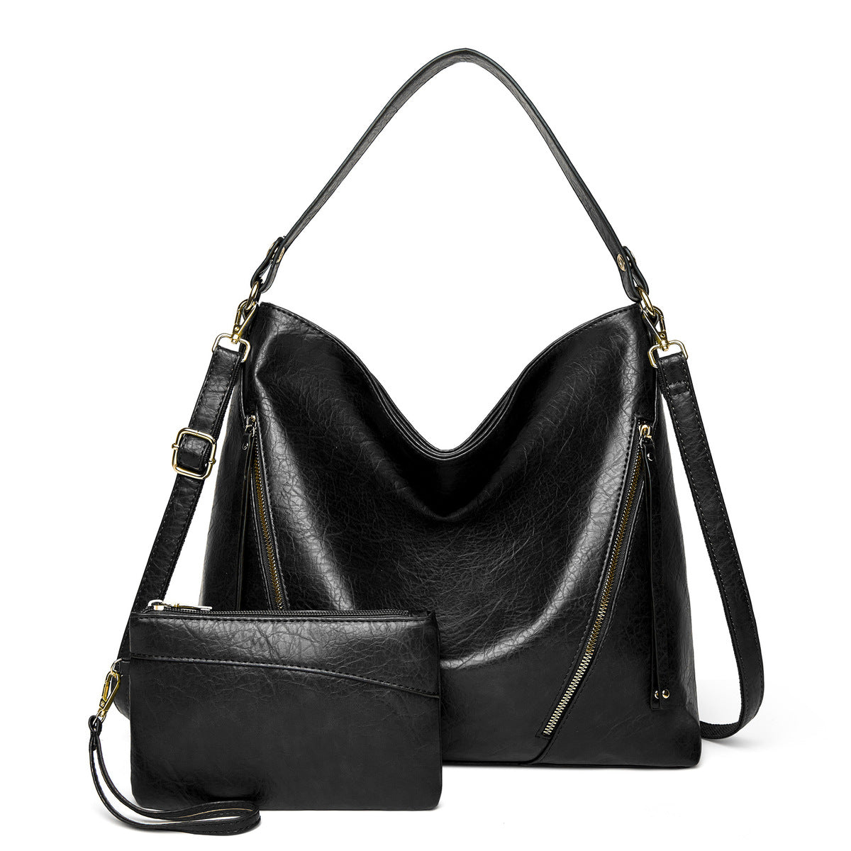 Women Solid Color Portable Large Capacity PU Handbag
