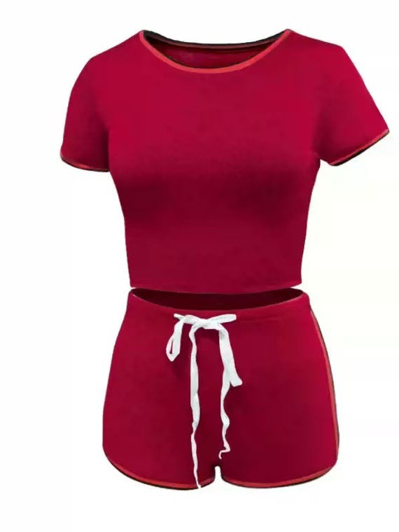 Conjunto de camiseta informal de moda para mujer con contraste de color