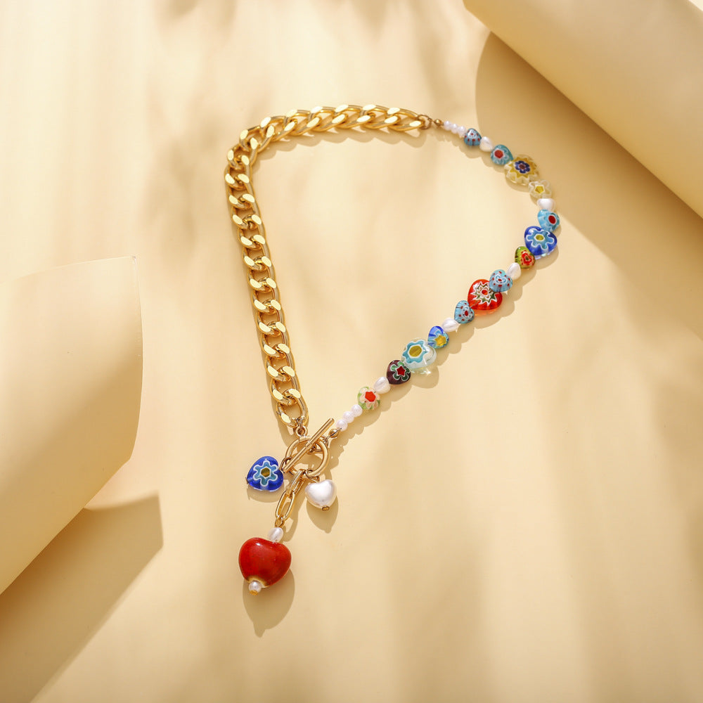 Collar elegante de perlas con forma de corazón de Bohemian Glaze