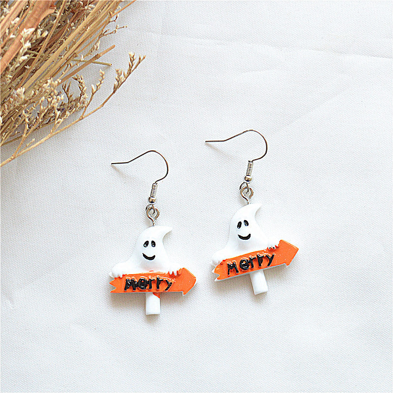 Pendientes de calavera de demonio y zombi para mujer, de Halloween