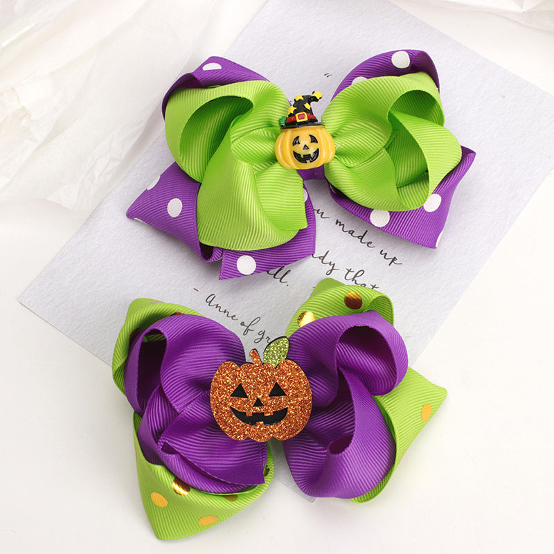 Pince à cheveux citrouille avec nœud pour enfants, accessoires pour cheveux d'Halloween