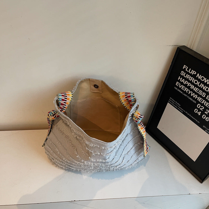 Bolso de hombro de lona informal de moda para mujer con cierre magnético