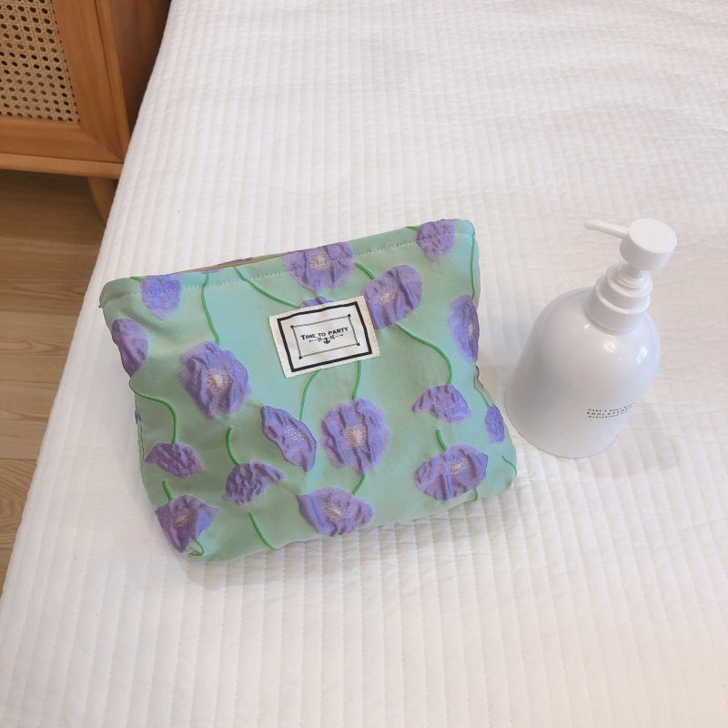 Fashion Flower Embossed Cosmetic Bag