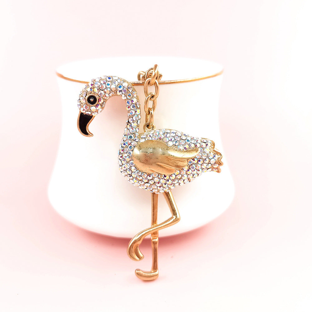 Multicolor Flamingo Rhinestone Keychain - Modern Style Alloy Accessory