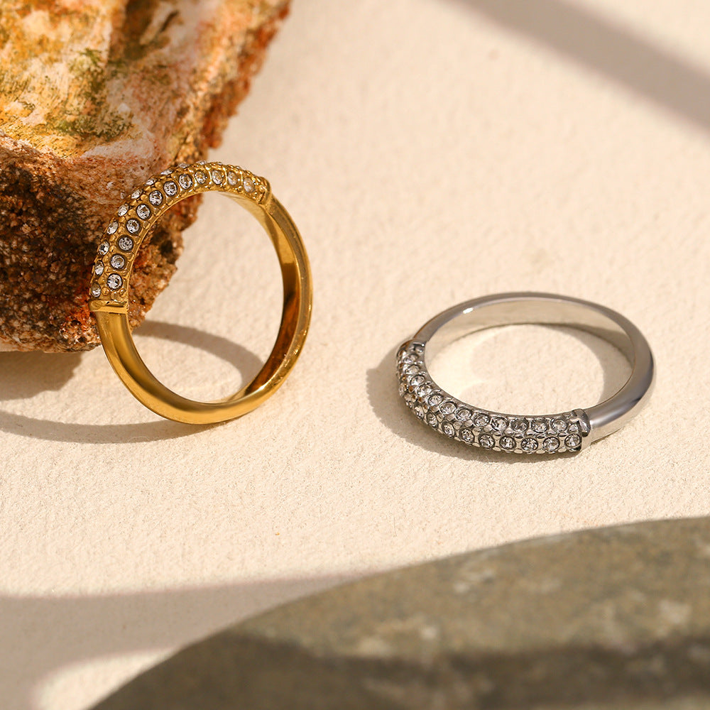 Bague tendance pour femme en plaqué or 18 carats avec zircone