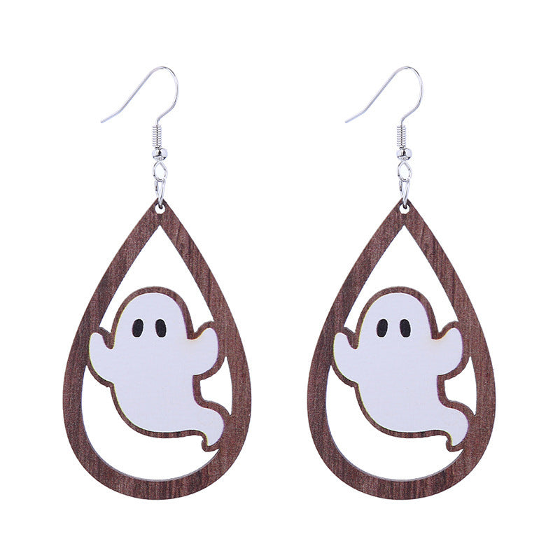 Halloween Women Funny Ghost Pumpkin Spider Skull Bat Earrings