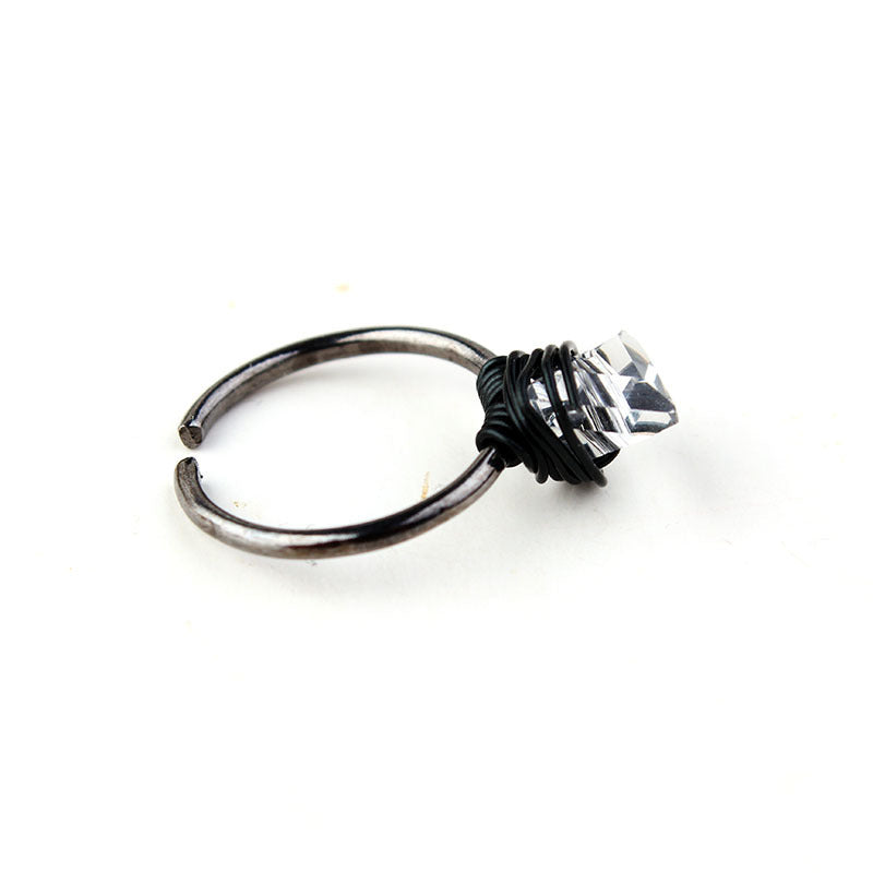 Anillo de cristal de piedra natural DIY retro de moda para mujer, joyería geométrica elegante