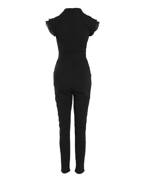 Women Fashion Solid Color V-Neck Sleeveless Jumpsuit
