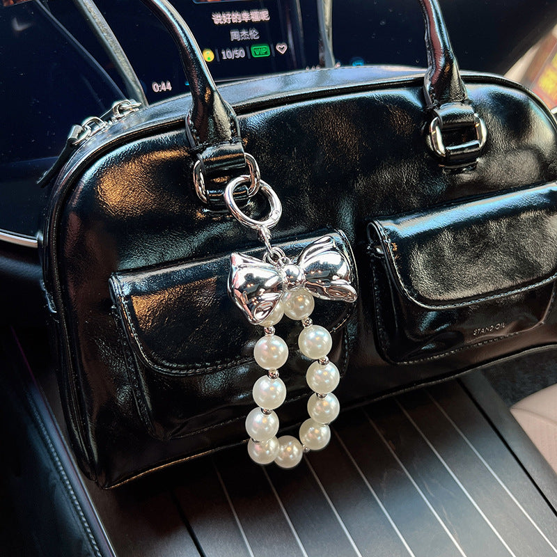 Fashion Beaded Bow Pendant Keychain