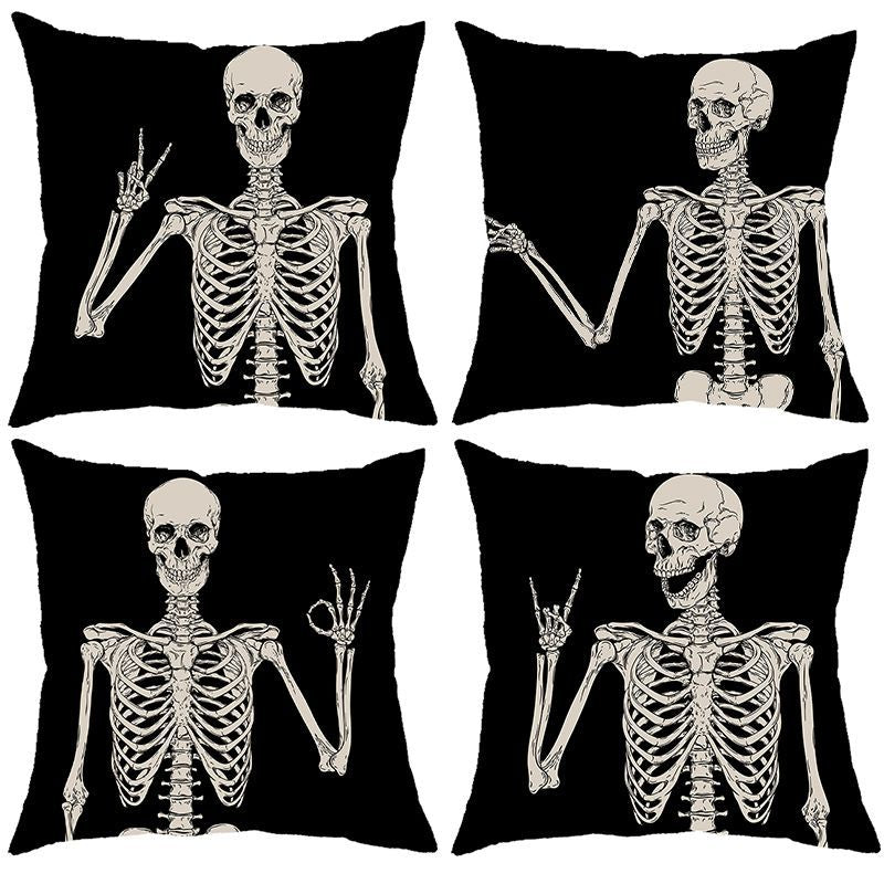 Halloween Pumpkin Skull Print Linen Sofa Cushion Cover