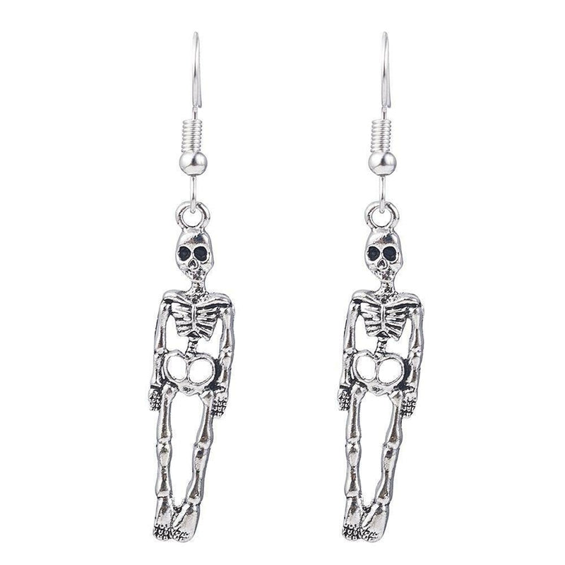 Pendientes de esqueleto de aleación de Halloween exagerados de moda para mujer