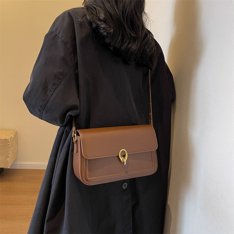 Fashion Solid Color Flip Square Shoulder Bag