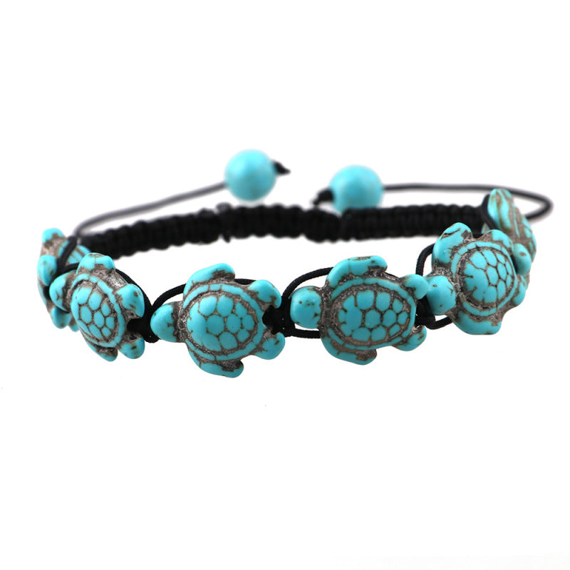 Bohemian Green Turquoise Turtle Design Bracelet