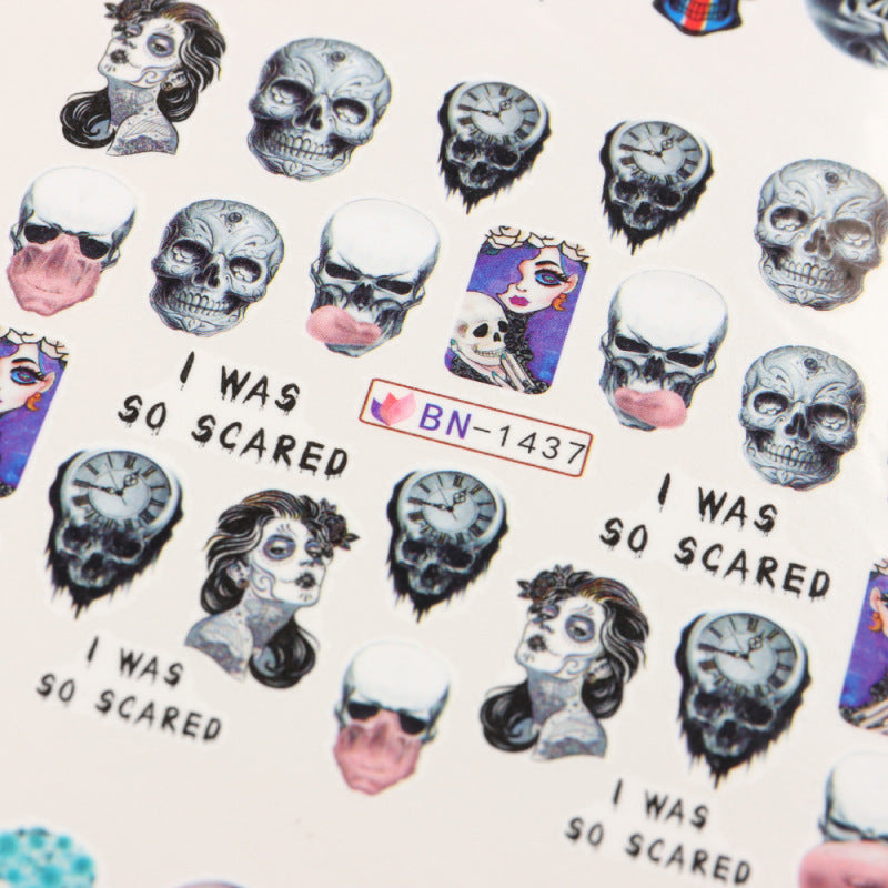 Halloween Series Funny Skull Bone Ghost Diy Nail Sticker