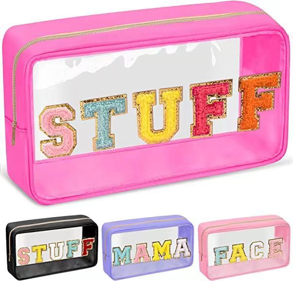 Bolsa de cosméticos transparente portátil e informal para mujer