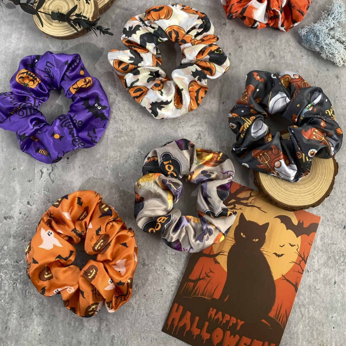 Anillo para el cabello con estampado de calaveras de Halloween