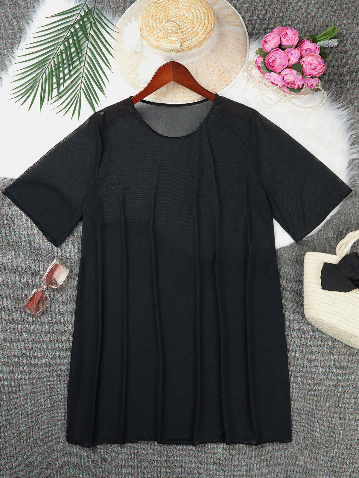 Vestido de malla con perspectiva de talla grande y sexy para mujer