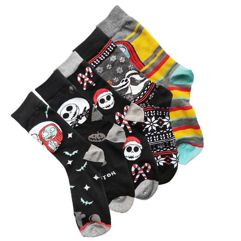 Calcetines creativos de Halloween con calaveras y fantasmas de terror