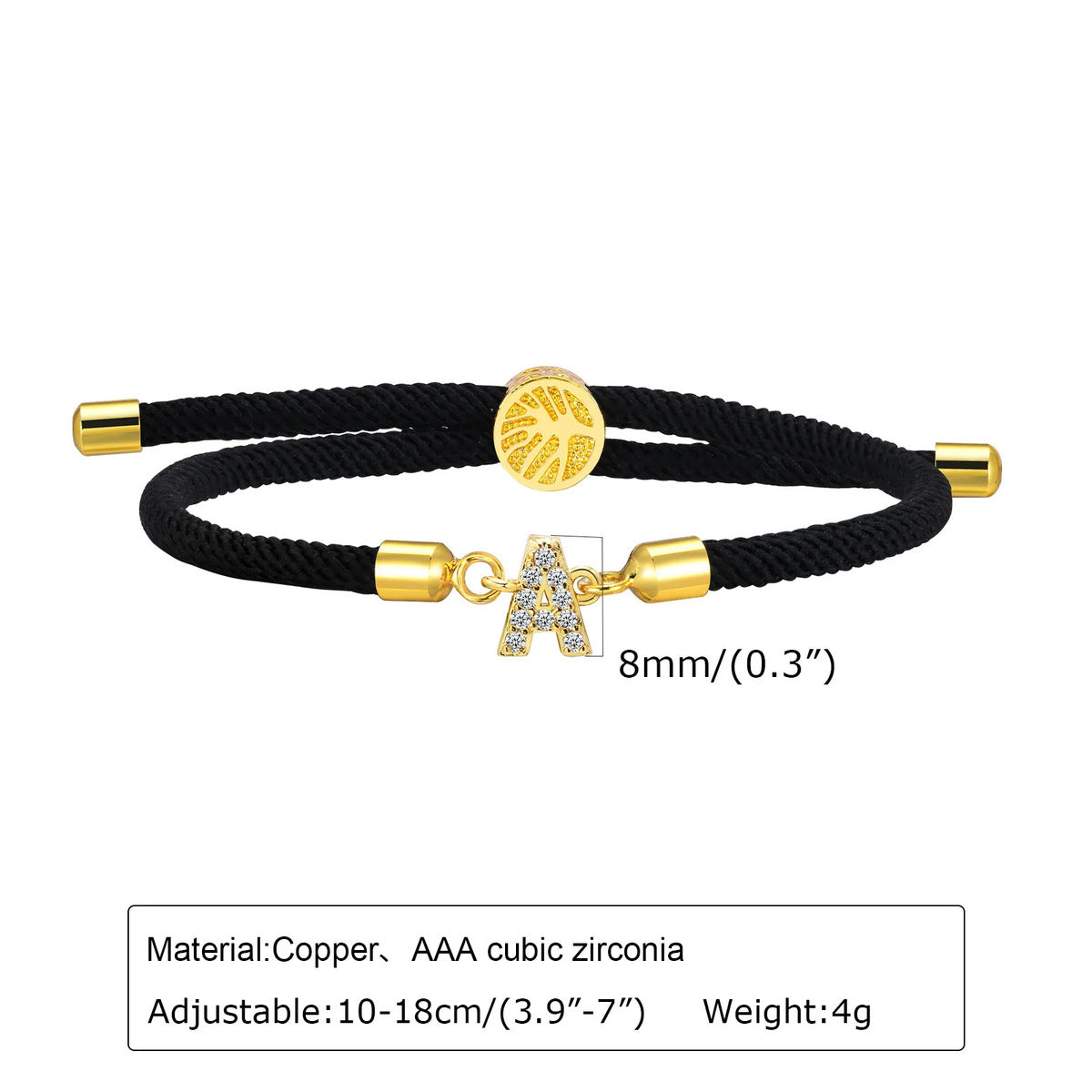 Fashion 26 Rhinestone Alphabet Adjustable Bracelet