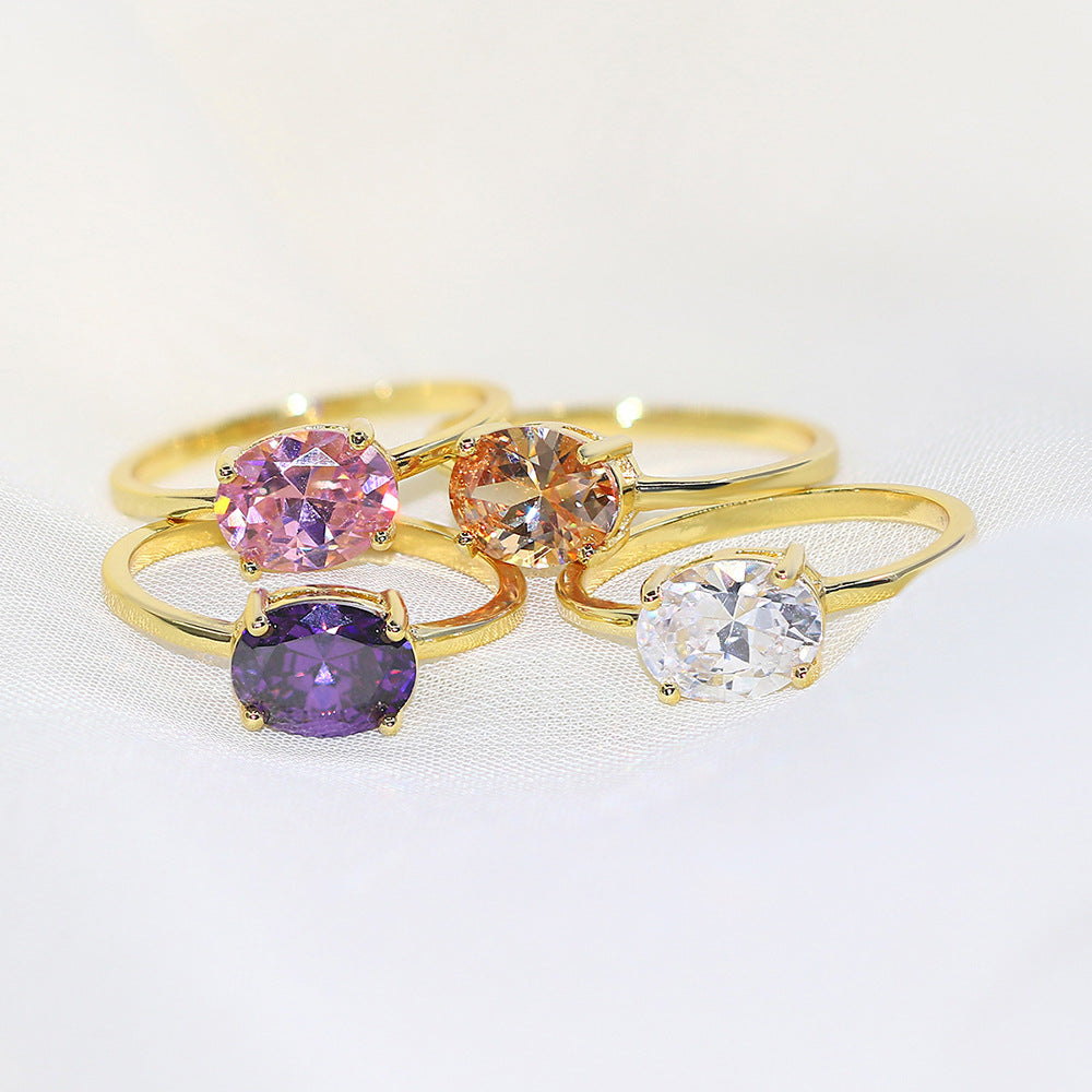 Anillo de circonita simple de moda para mujer