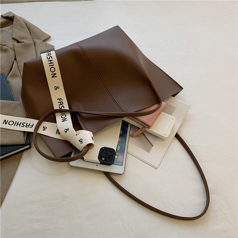 Sac fourre-tout décontracté simple de grande capacité pour femme, couleur unie