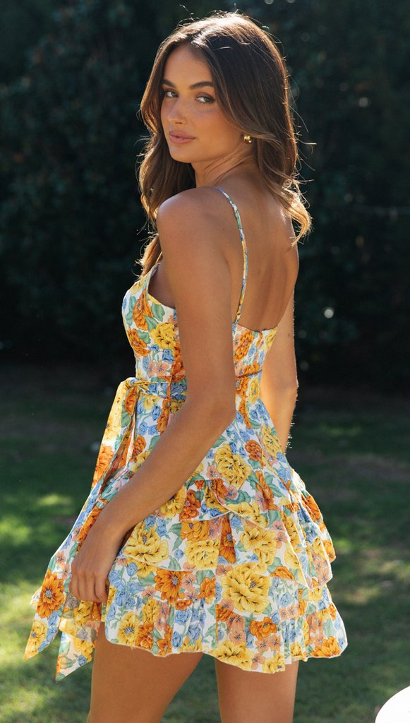 Robe d'été à volants et imprimé floral pour femme
