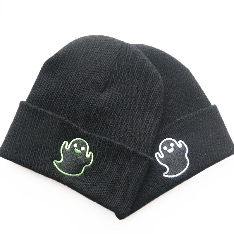 Halloween Cartoon Ghost Embroidered Knitted Hat