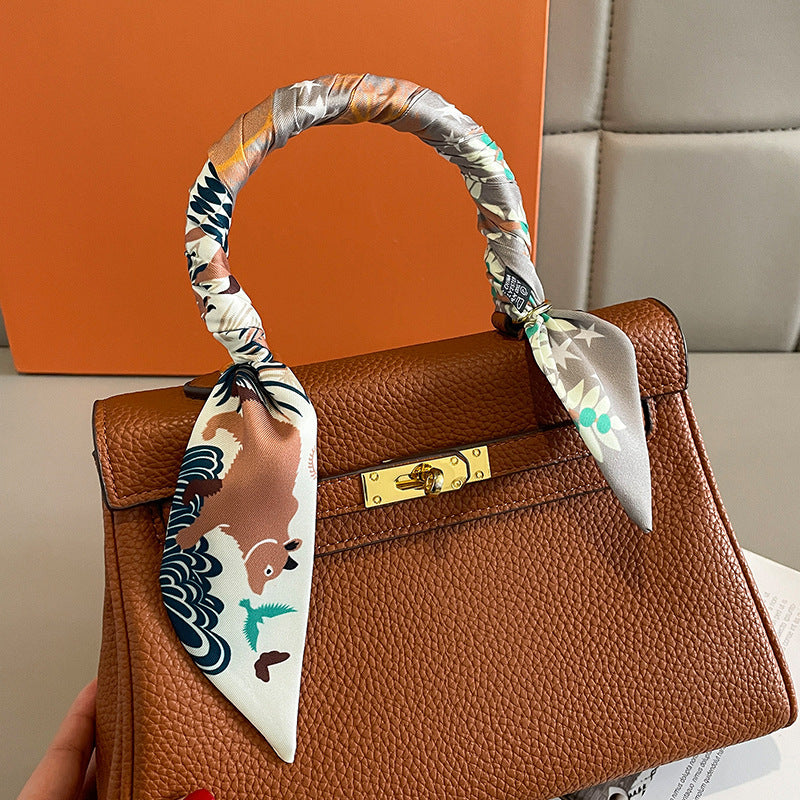 Bufanda con asa para bolso con lazo estampado a la moda para mujer