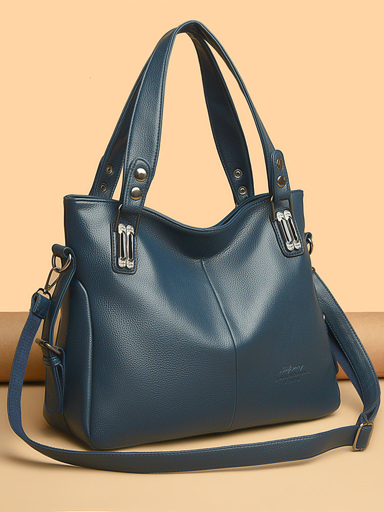 Sac à main en PU de grande capacité, décontracté et tendance, couleur unie, pour femmes