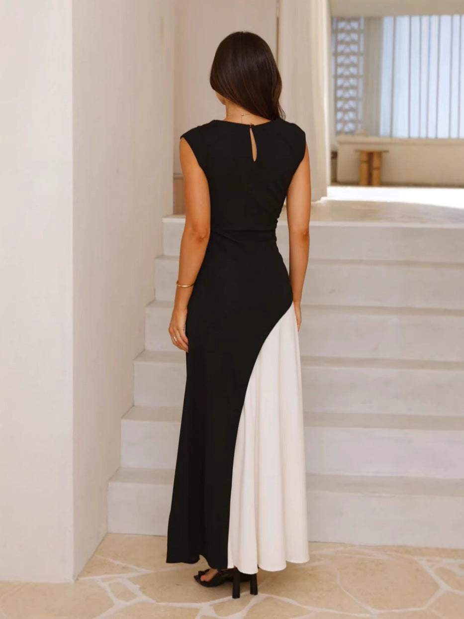 Elegante vestido suelto sin mangas con colores a juego