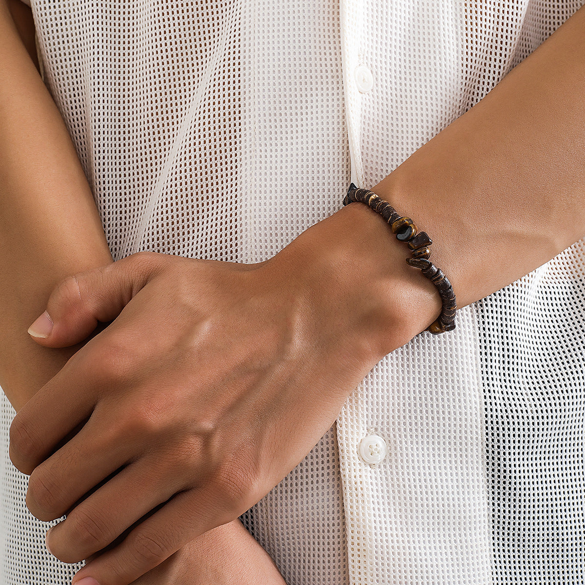 Pulsera y collar turquesa bohemio informal de moda para hombre