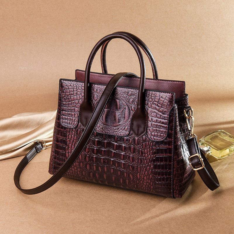 Bolso de mano informal de PU con estampado de cocodrilo para mujer