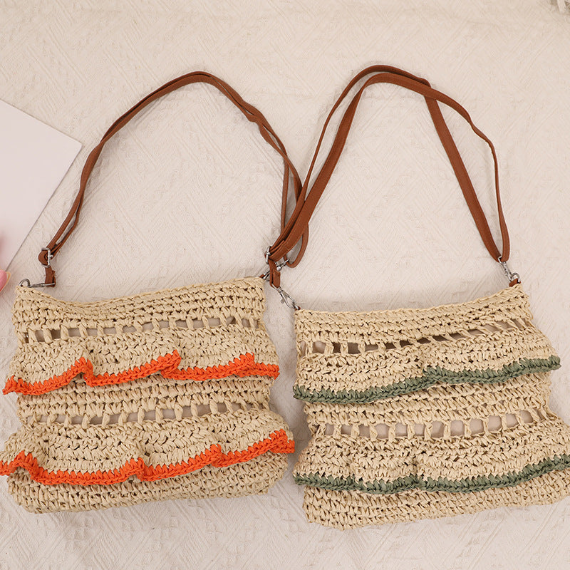 Bolso tote tejido informal de estilo bohemio para vacaciones