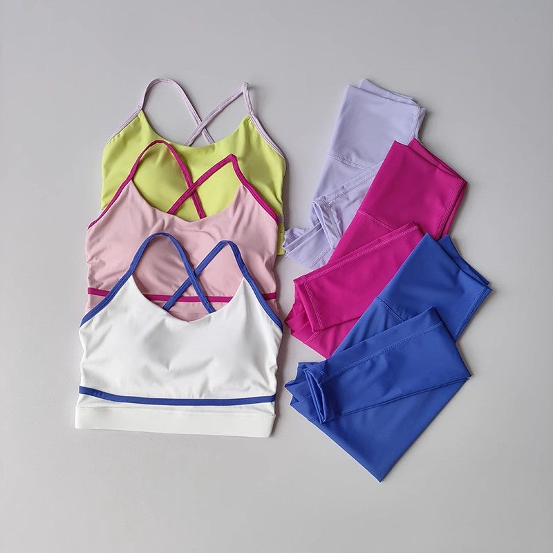 Conjunto informal de costuras de colores contrastantes para mujer