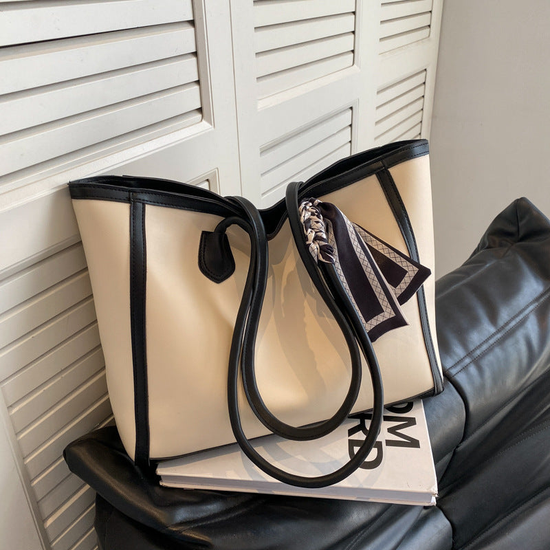Large Capacity Casual Tote Bag - Color Contrast